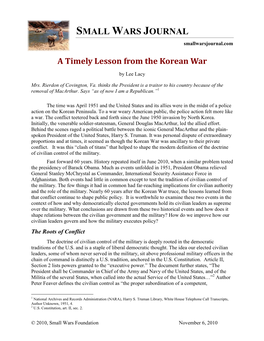A Timely Lesson from the Korean War