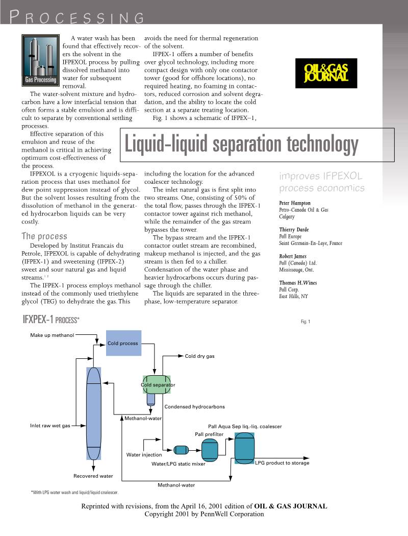 Liquid-Liquid Separation Technology Optimum Cost-Effectiveness of the Process