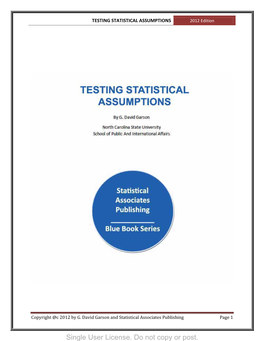 TESTING STATISTICAL ASSUMPTIONS 2012 Edition