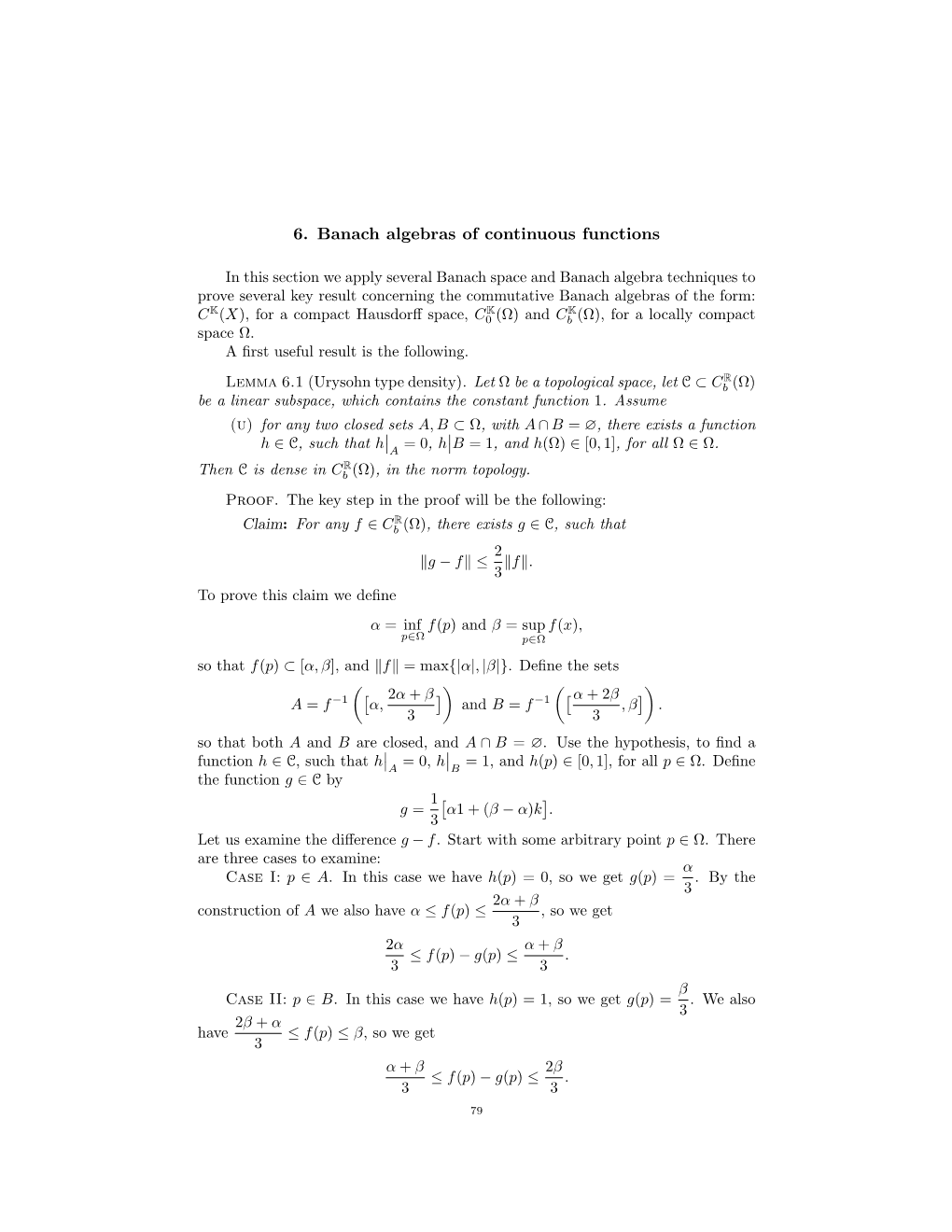 6. Banach Algebras of Continuous Functions