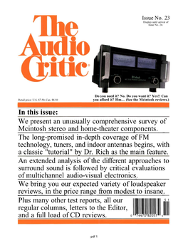 In This Issue: We Present an Unusually Comprehensive Survey of Mcintosh Stereo and Home-Theater Components