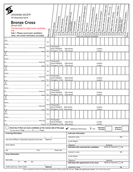 Bronze Cross (Revised 2020) This Test Sheet for Original Exam Candidates Only