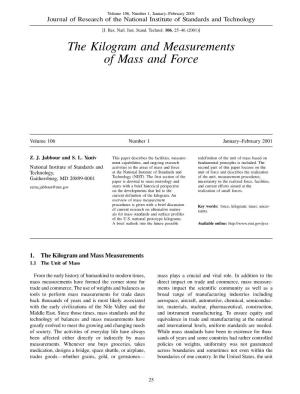The Kilogram and Measurements of Mass and Force