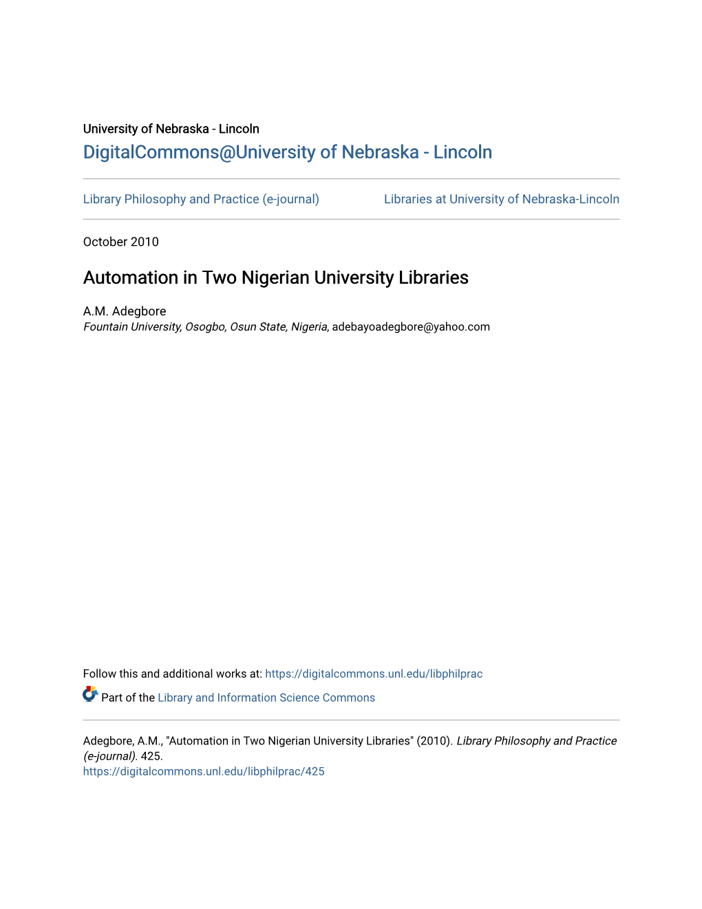 Automation in Two Nigerian University Libraries