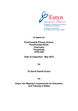 Inspection Report Pontrhondda Primary School Eng 2012