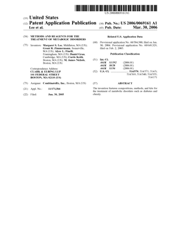 (12) Patent Application Publication (10) Pub. No.: US 2006/0069.161 A1 Lee Et Al