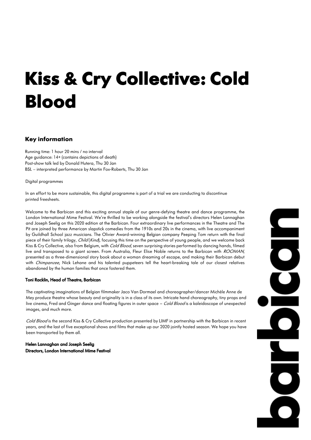 Kiss & Cry Collective: Cold Blood