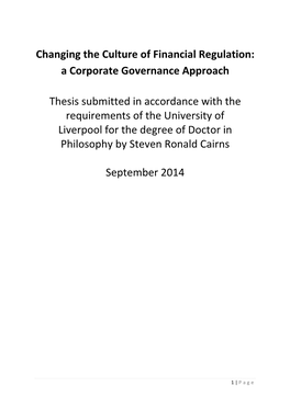 Changing the Culture of Financial Regulation: a Corporate Governance Approach