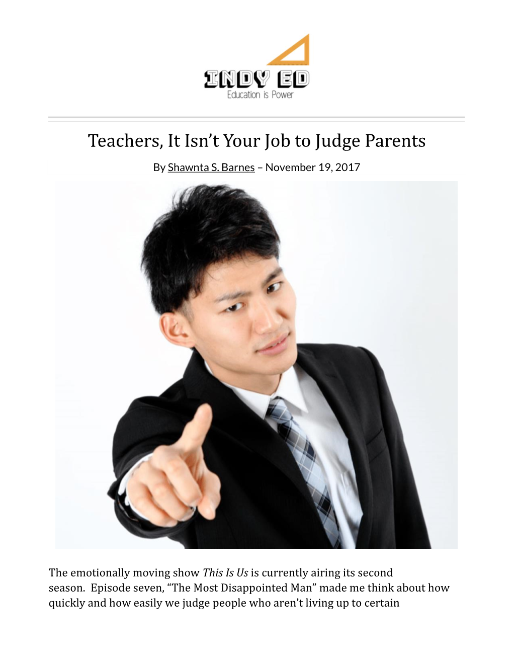 Teachers, It Isn't Your Job to Judge Parents