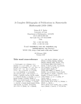 A Complete Bibliography of Publications in Numerische Mathematik (1959–1999)