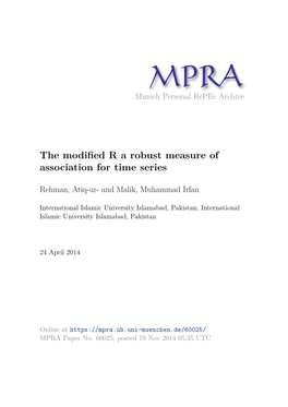The Modified R a Robust Measure of Association for Time Series