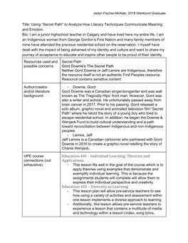 Secret Path” to Analyze How Literary Techniques Communicate Meaning and Emotion