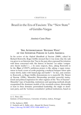 Brazil in the Era of Fascism: the “New State” of Getúlio Vargas