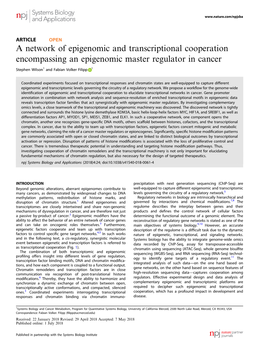 A Network of Epigenomic and Transcriptional Cooperation Encompassing an Epigenomic Master Regulator in Cancer