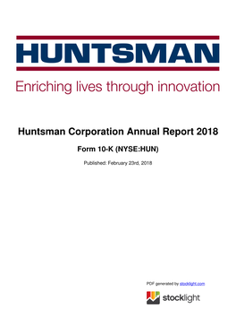 Huntsman Corporation Annual Report 2018