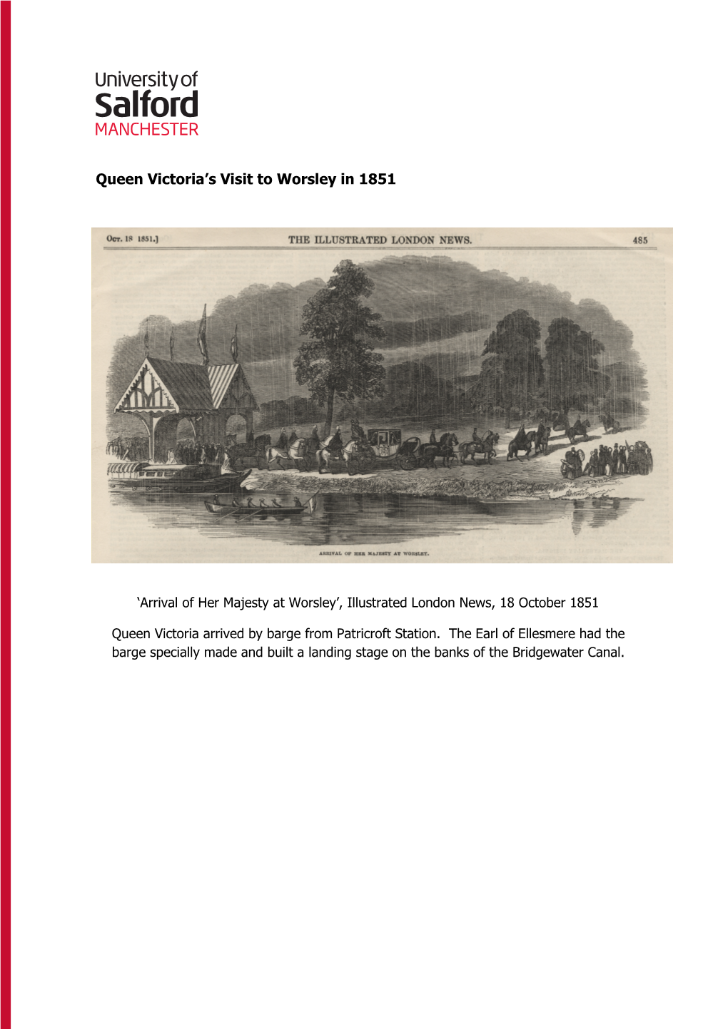 Queen Victoria's Visit to Worsley in 1851