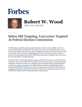 Before IRS Targeting, Lois Lerner Targeted at Federal Election Commission