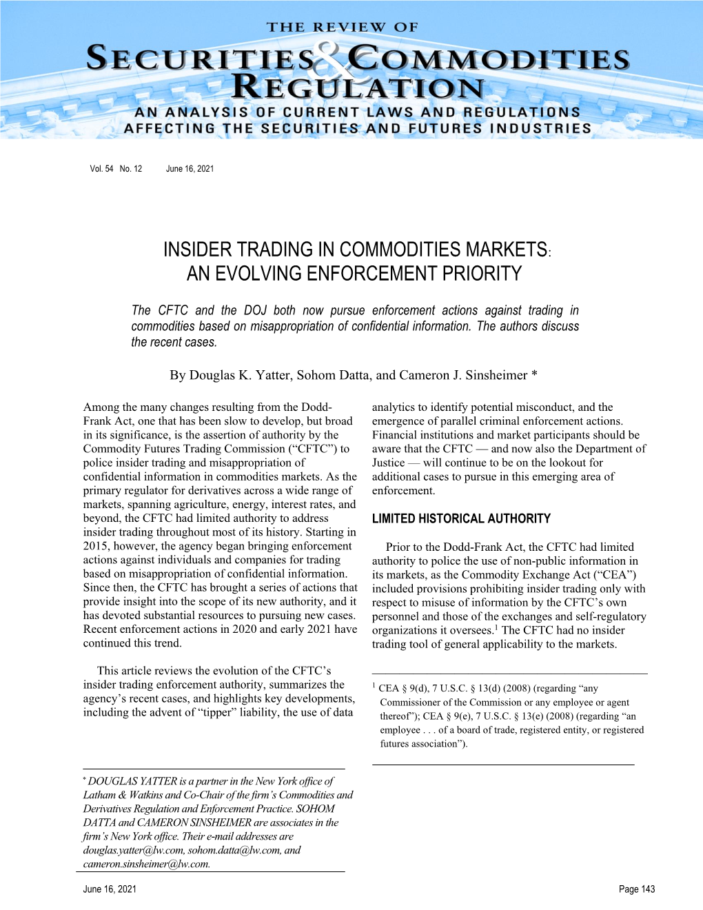 Insider Trading in Common Markets: an Evolving Enforcement Priority