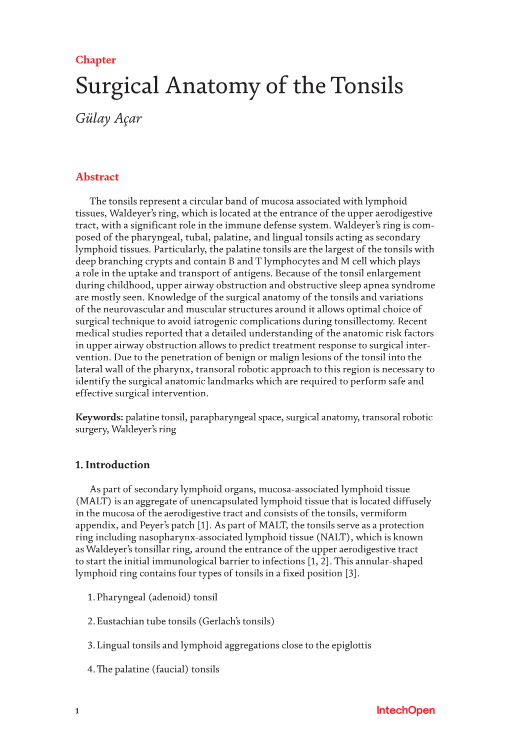 Surgical Anatomy of the Tonsils Gülay Açar