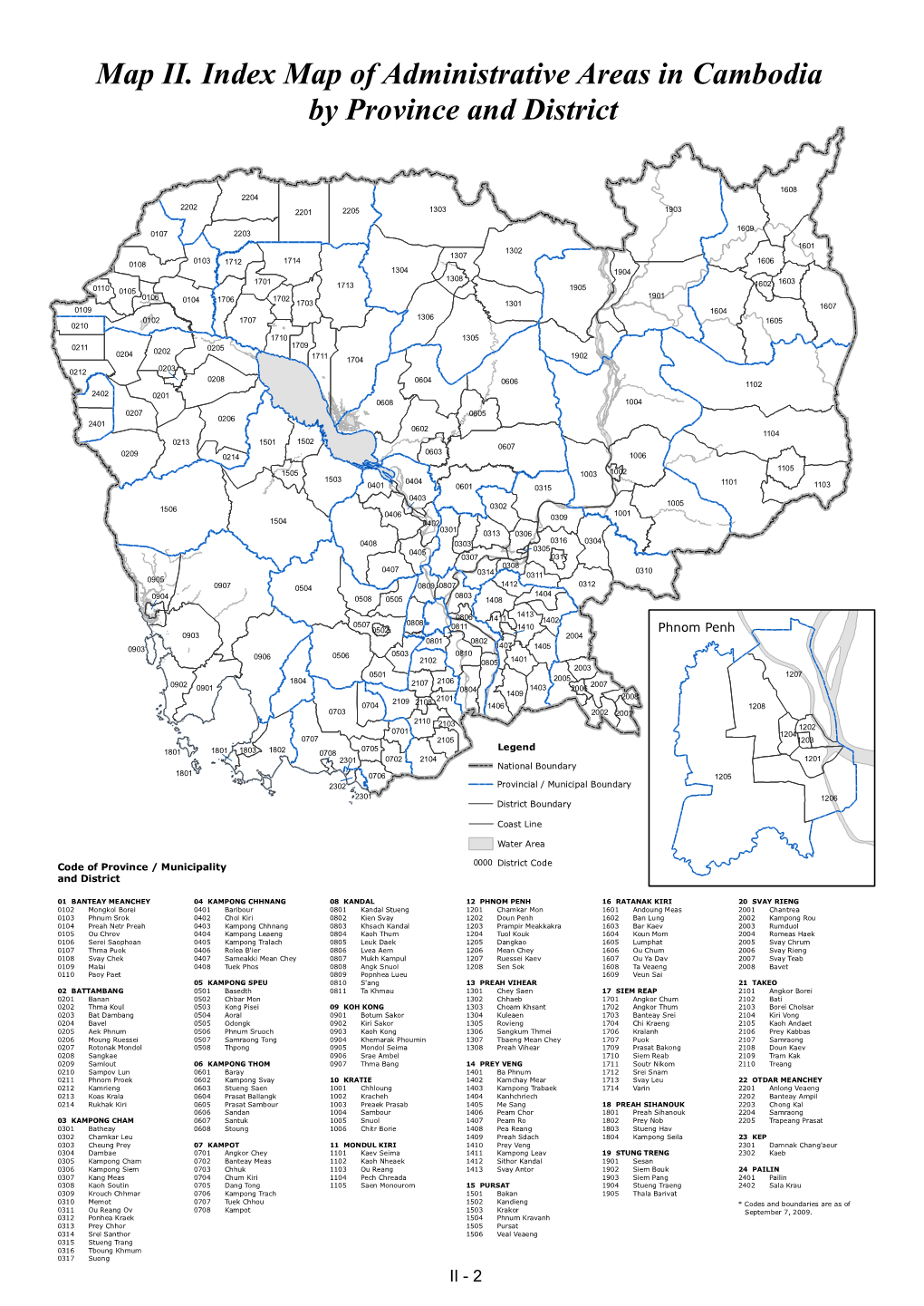 Map II. Index Map of Administrative Areas in Cambodia by Province and District