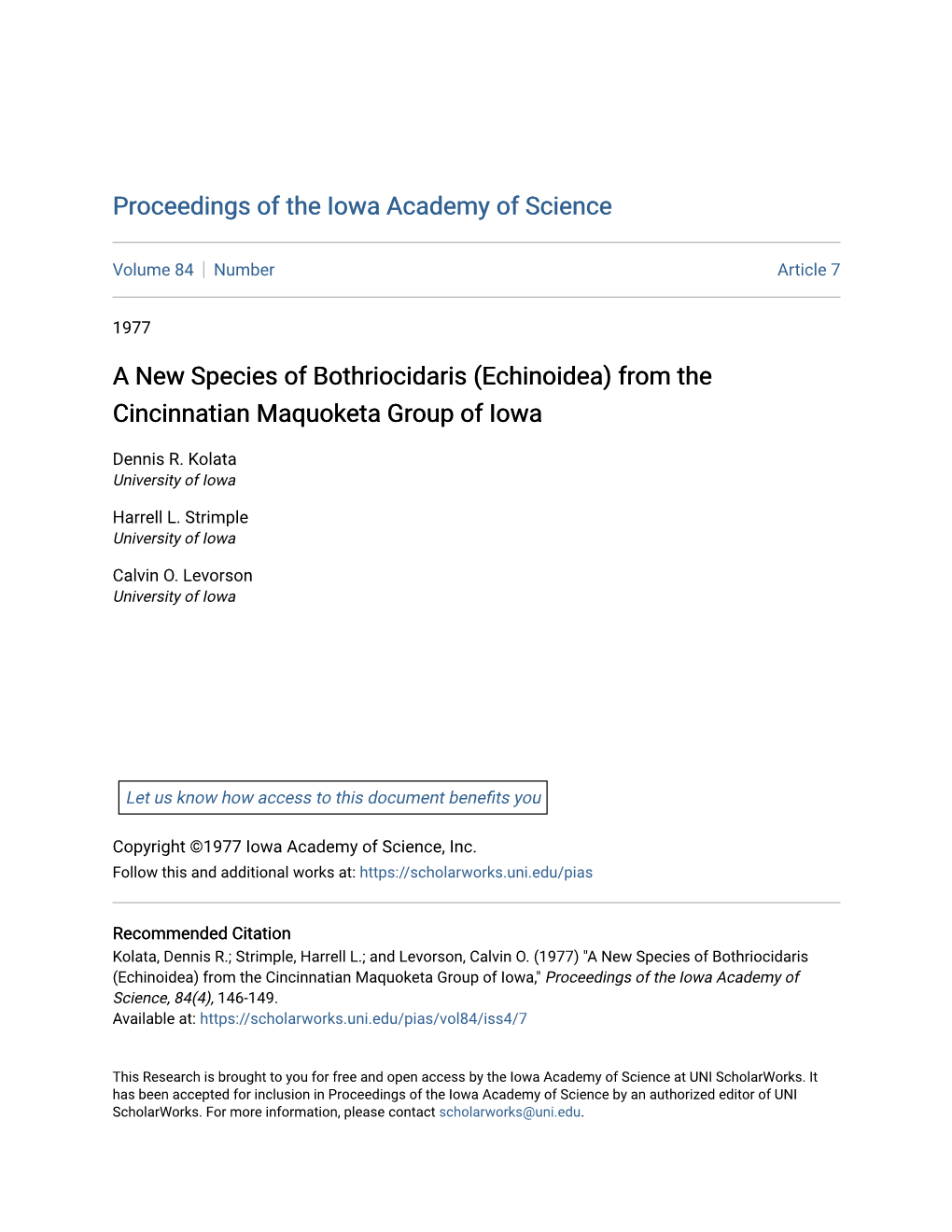 A New Species of Bothriocidaris (Echinoidea) from the Cincinnatian Maquoketa Group of Iowa