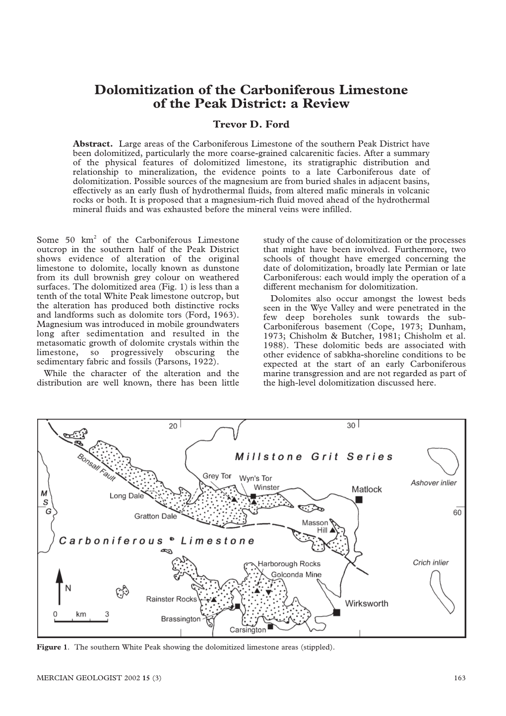 Dolomitization of the Carboniferous Limestone of the Peak District: a Review Trevor D