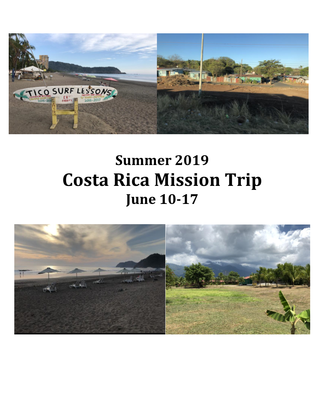 Costa Rica Mission Trip June 10-17