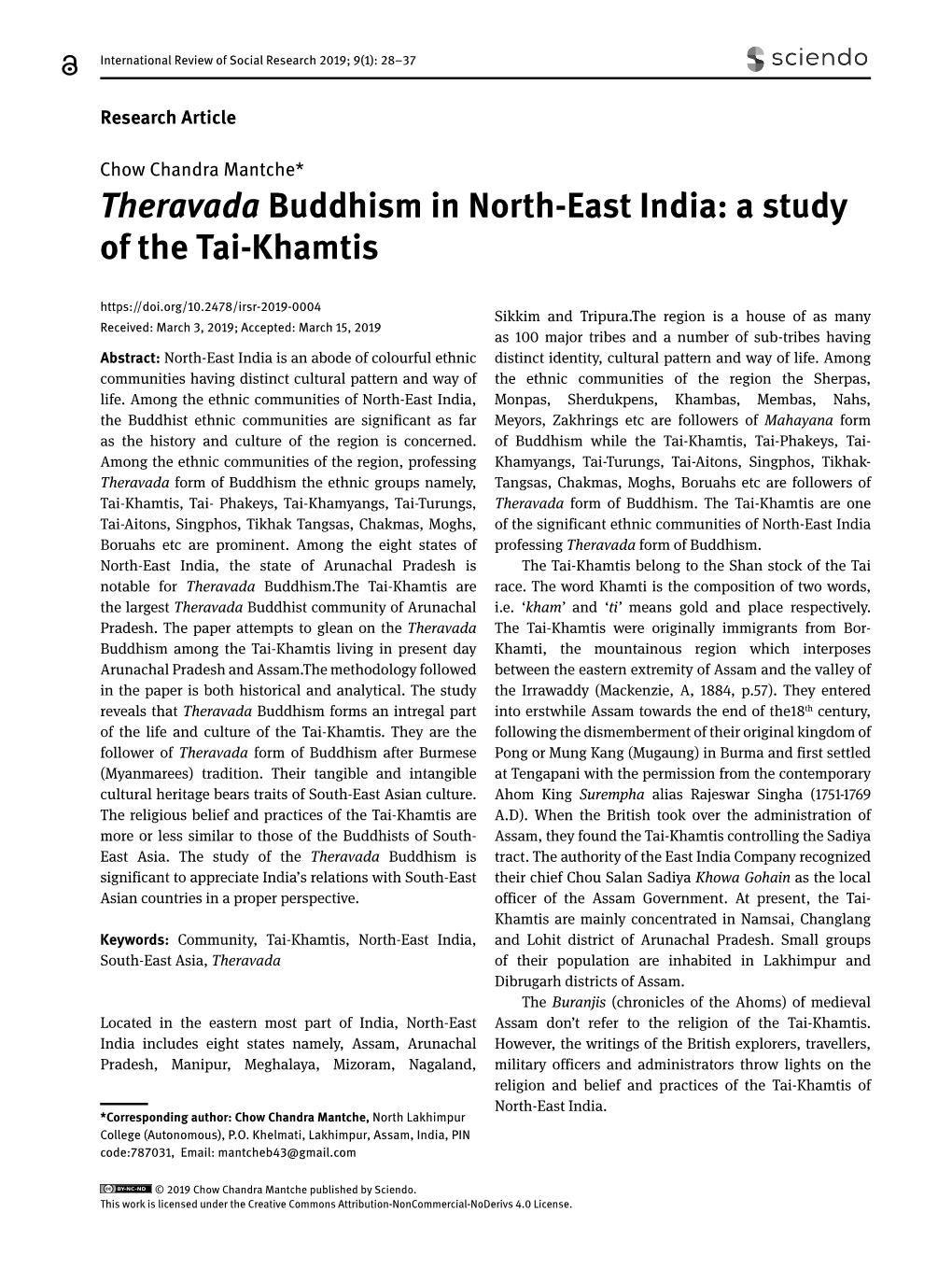 Theravada Buddhism in North-East India