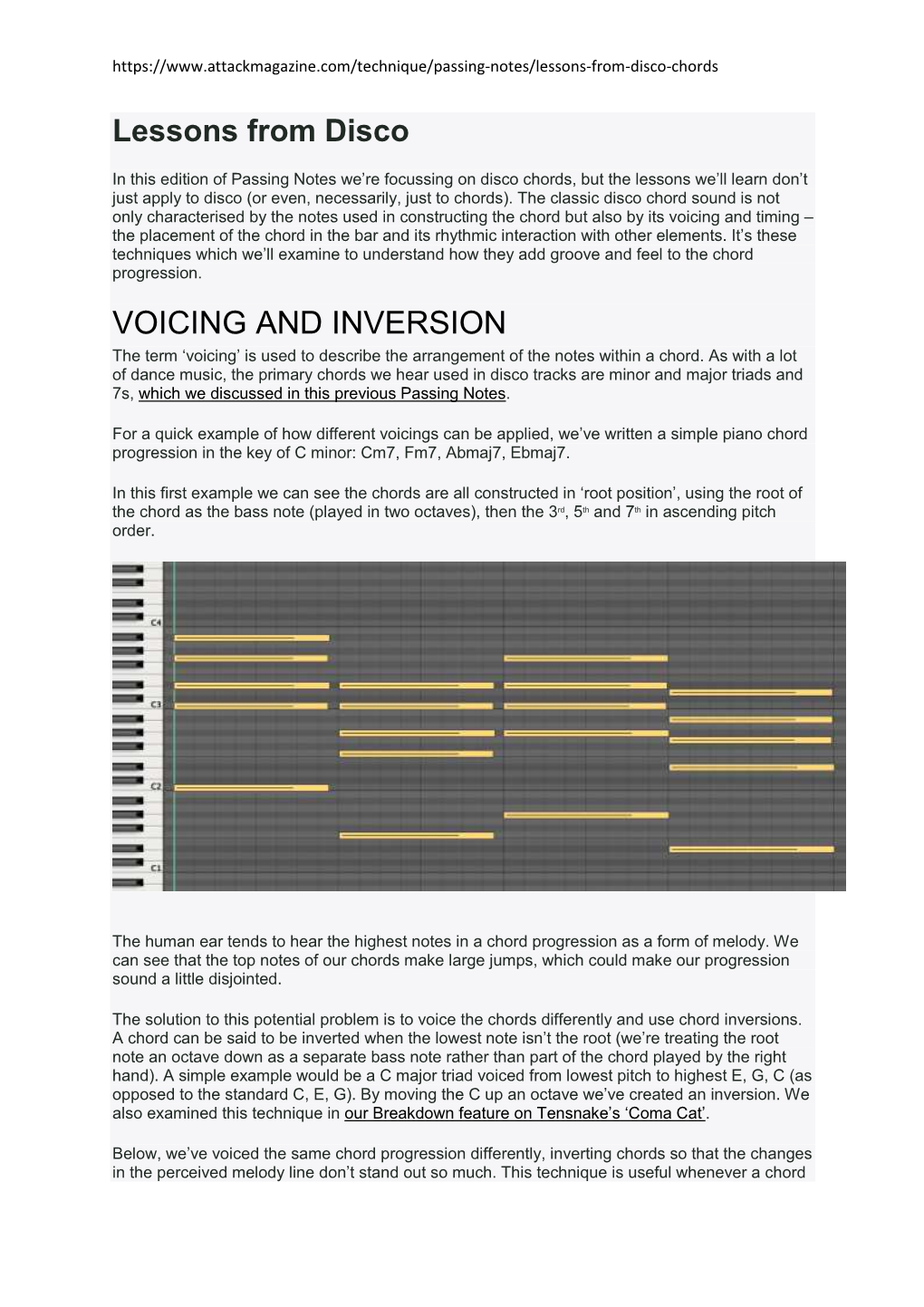 Lessons from Disco VOICING and INVERSION