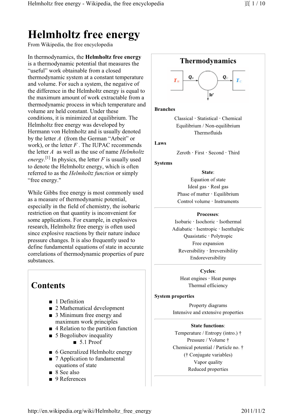 Helmholtz Free Energy - Wikipedia, the Free Encyclopedia 頁 1 / 10