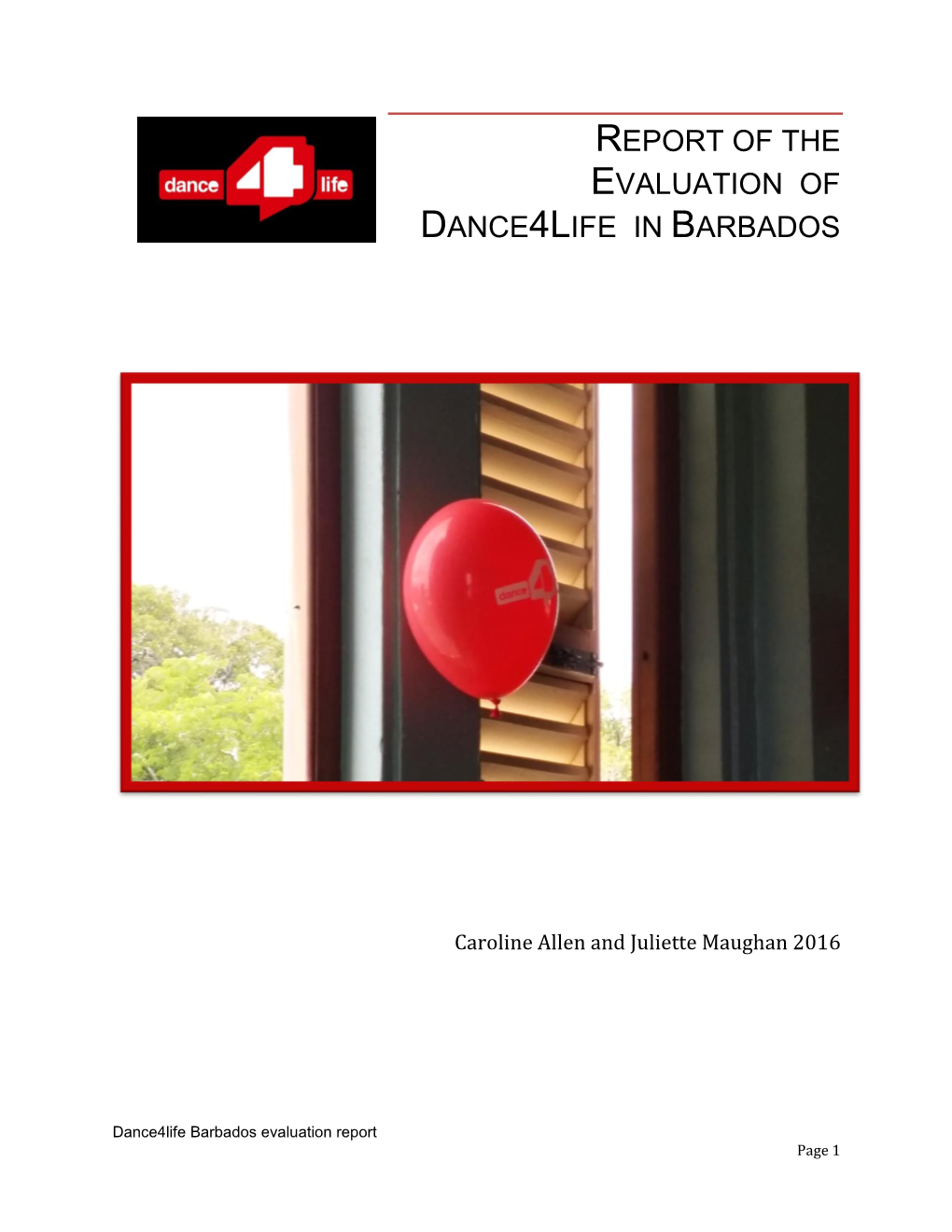 Report of the Evaluation of Dance4life in Barbados