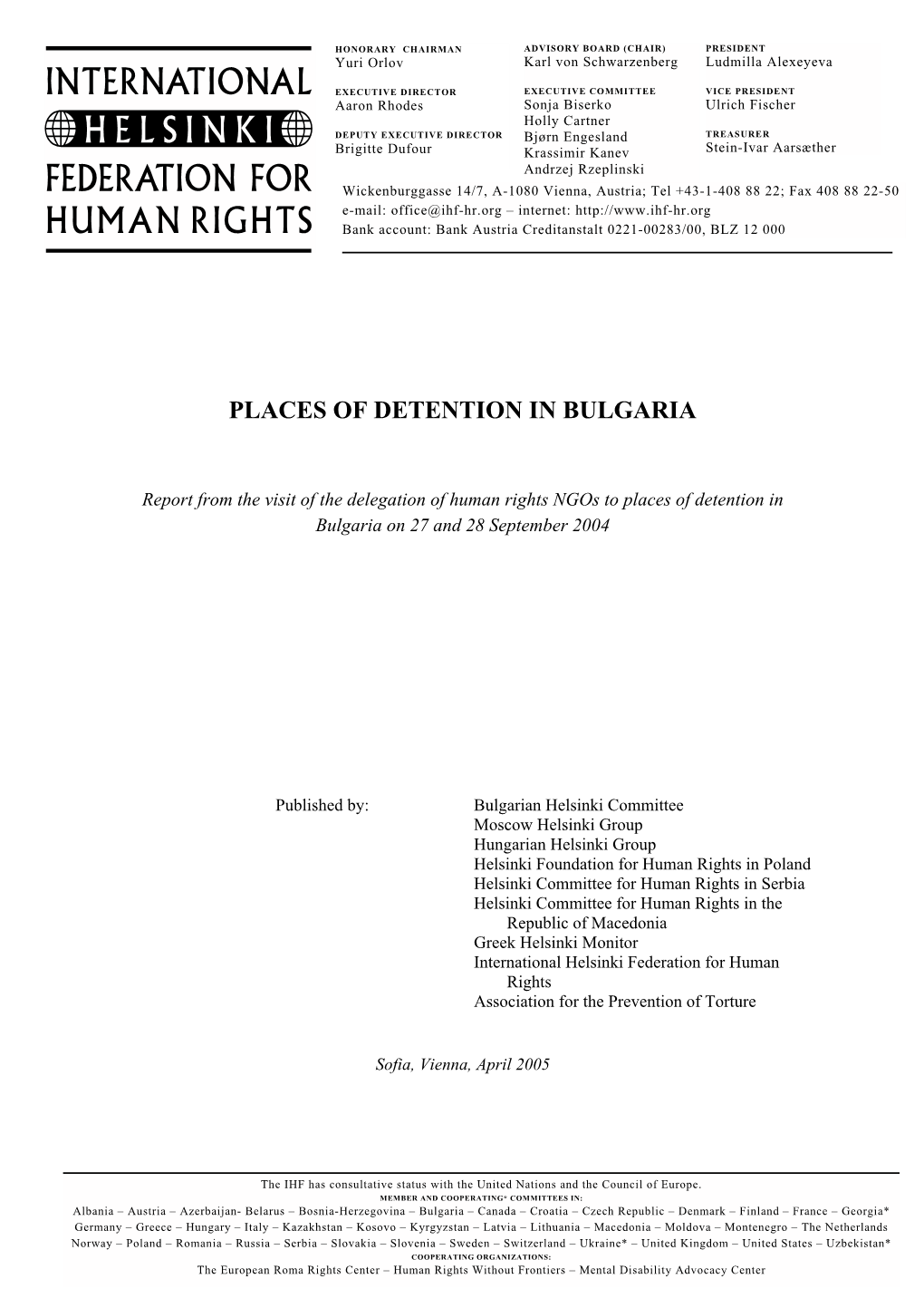 Places of Detention in Bulgaria