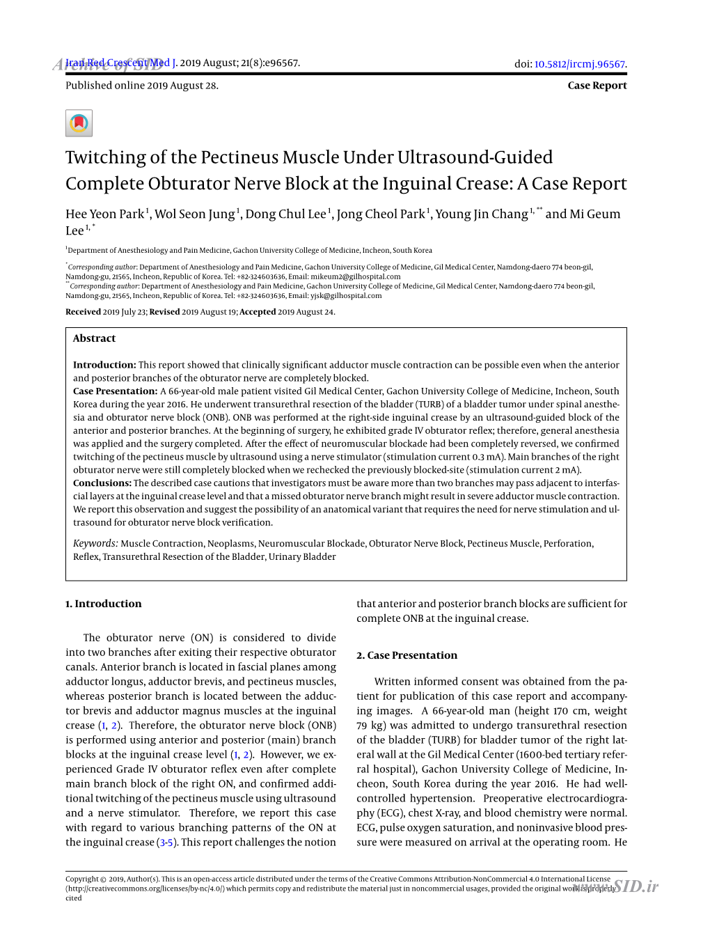 Twitching of the Pectineus Muscle Under Ultrasound-Guided Complete Obturator Nerve Block at the Inguinal Crease: a Case Report