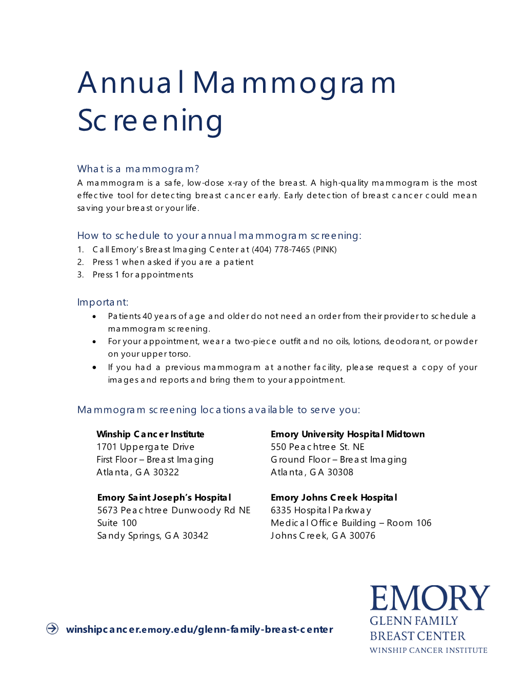 Annual Mammogram Screening