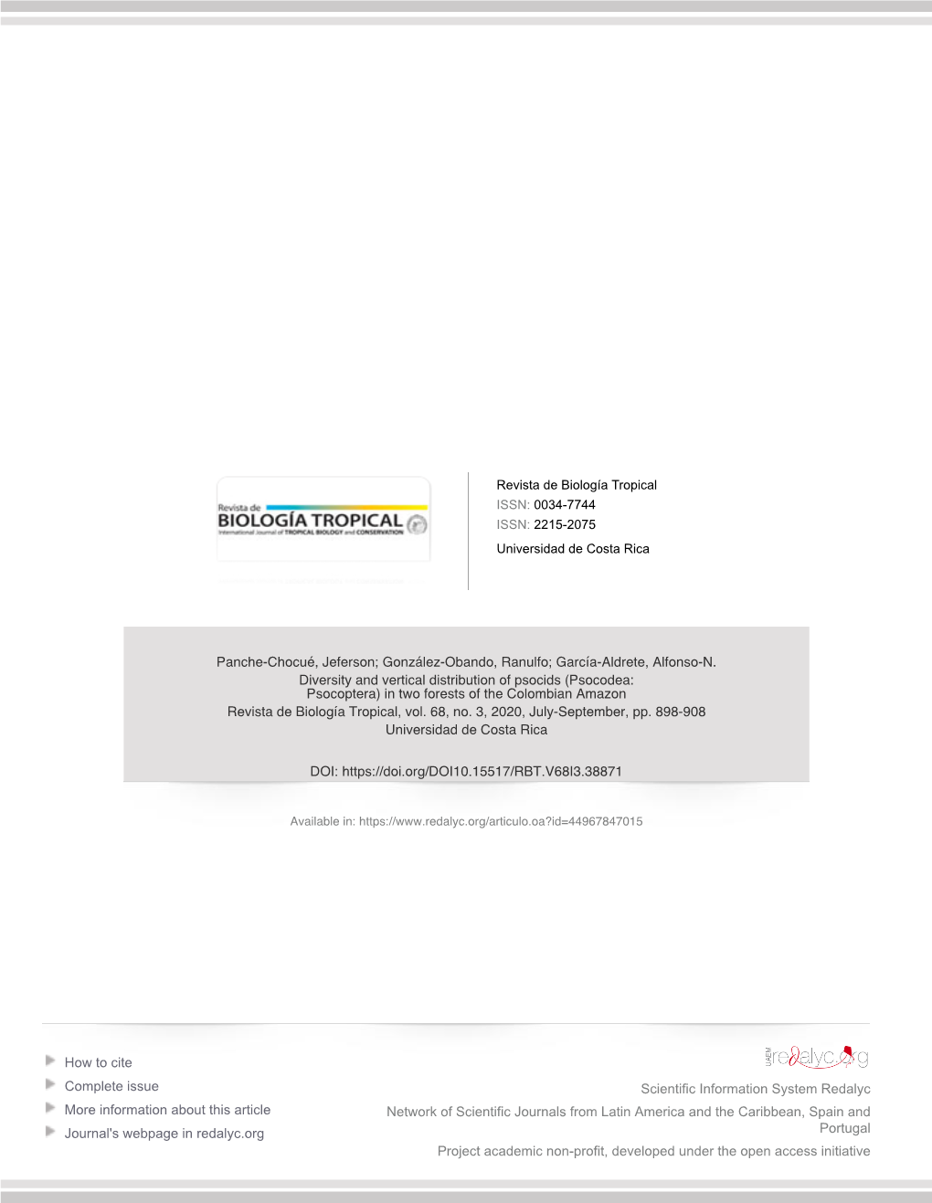 How to Cite Complete Issue More Information About This Article Journal's Webpage in Redalyc.Org Scientific Information System Re