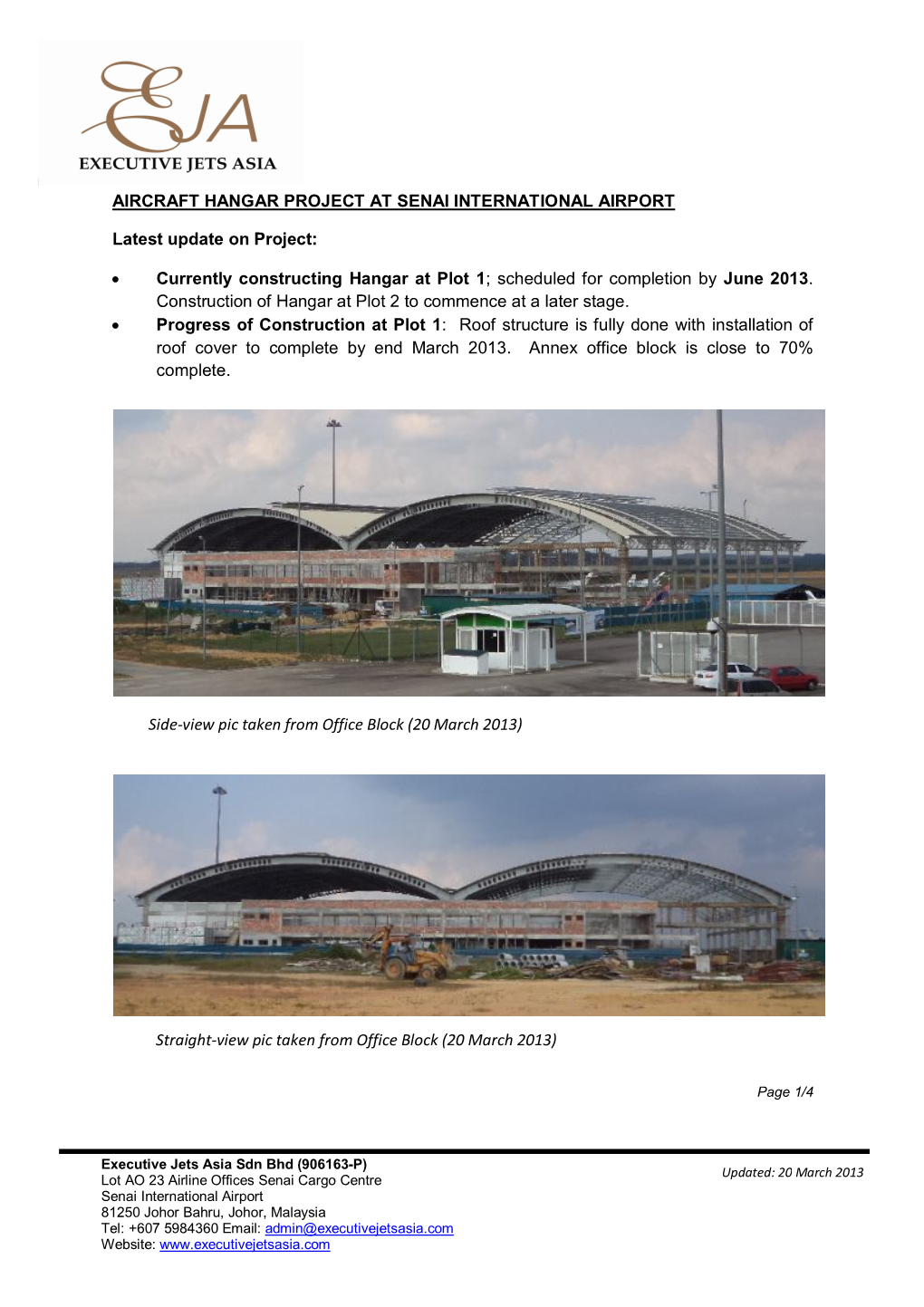 Aircraft Hangar Project at Senai International Airport