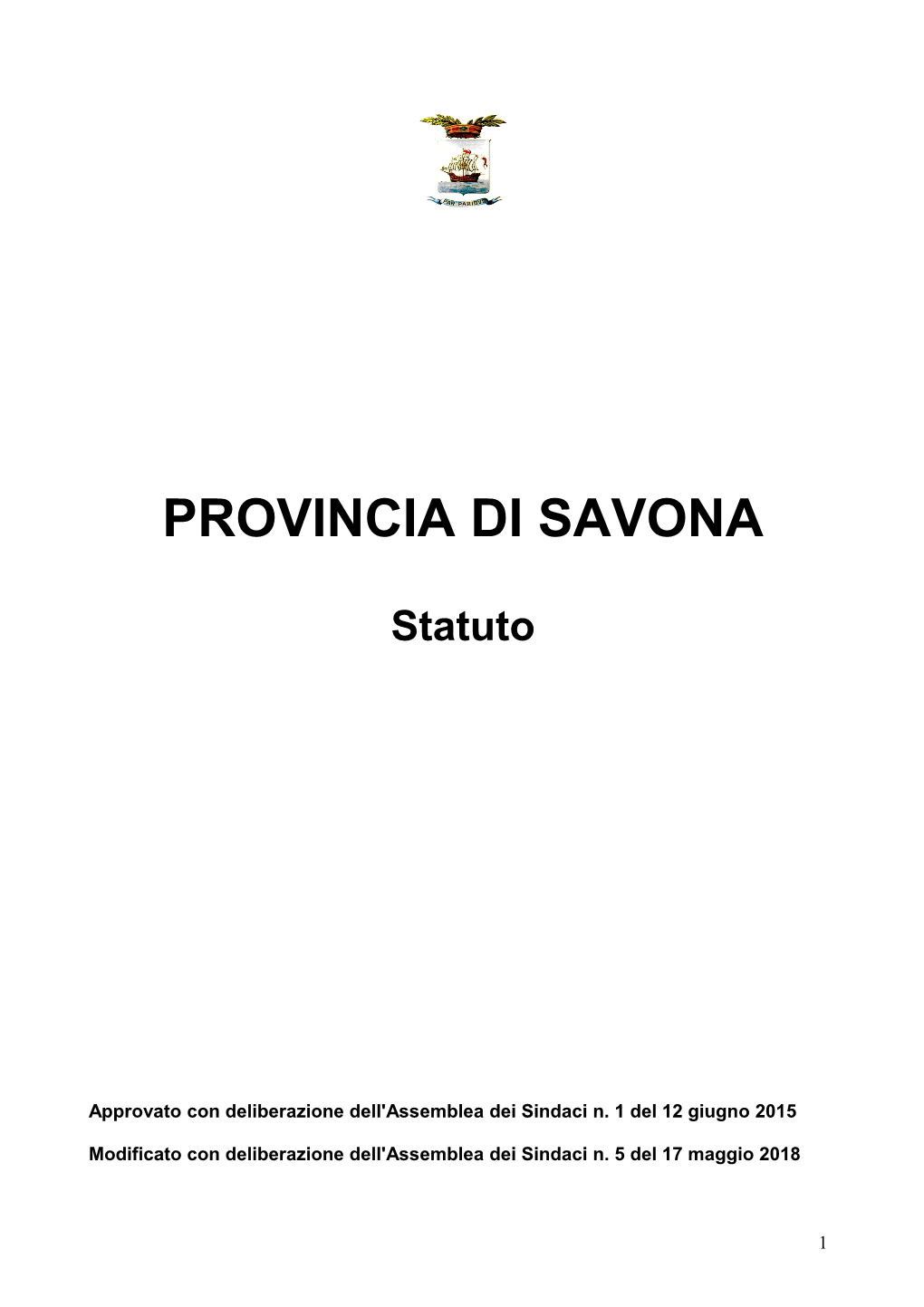 Statuto Della Provincia Di Savona