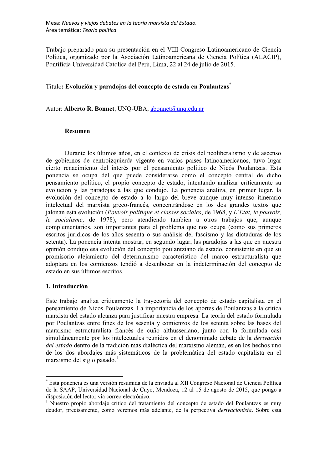 Nuevos Y Viejos Debates En La Teoría Marxista Del Estado. Área Temática: Teoría Política