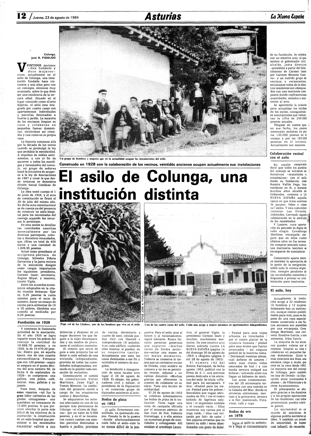 El Asilo De Colunga, Una Institución Distinta