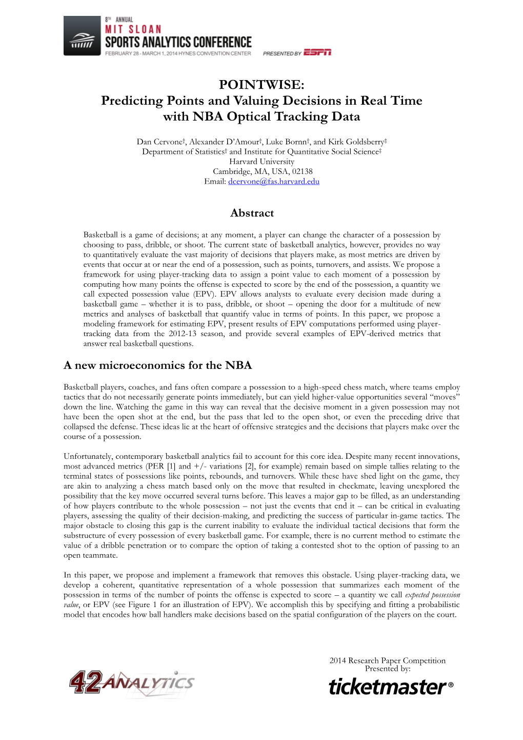 Predicting Points and Valuing Decisions in Real Time with NBA Optical Tracking Data