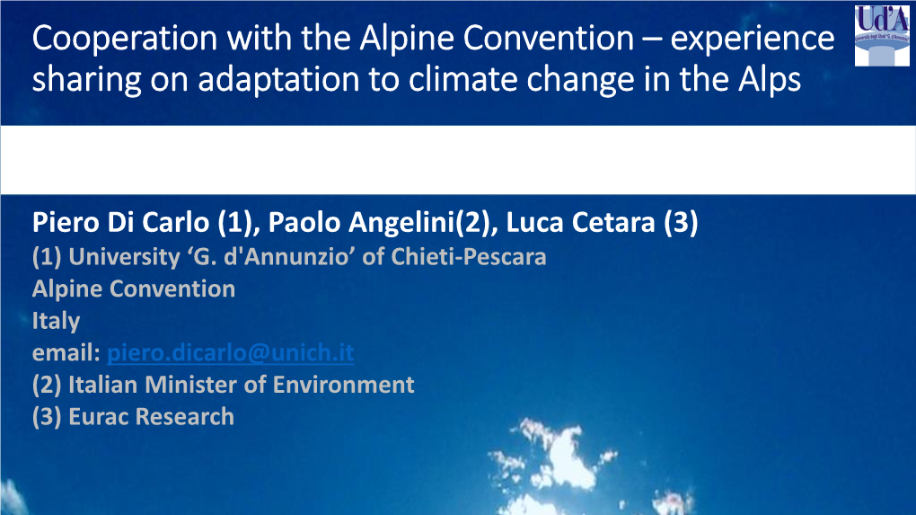 Experience Sharing on Adaptation to Climate Change in the Alps