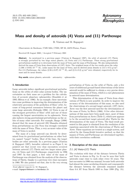 Mass and Density of Asteroids (4) Vesta and (11) Parthenope