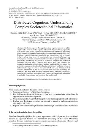 Distributed Cognition: Understanding Complex Sociotechnical Informatics