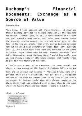Duchamp's Financial Documents