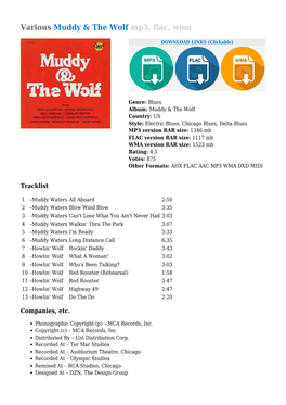 Various Muddy & the Wolf Mp3, Flac