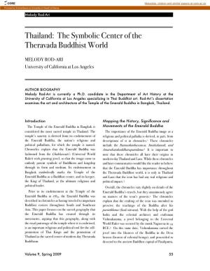 Thailand: the Symbolic Center of the Theravada Buddhist World