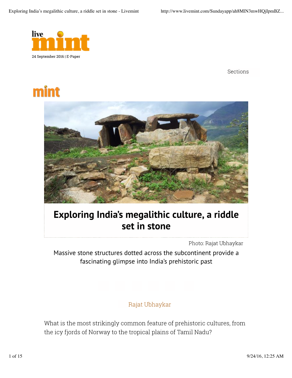 Exploring India's Megalithic Culture, a Riddle Set in Stone