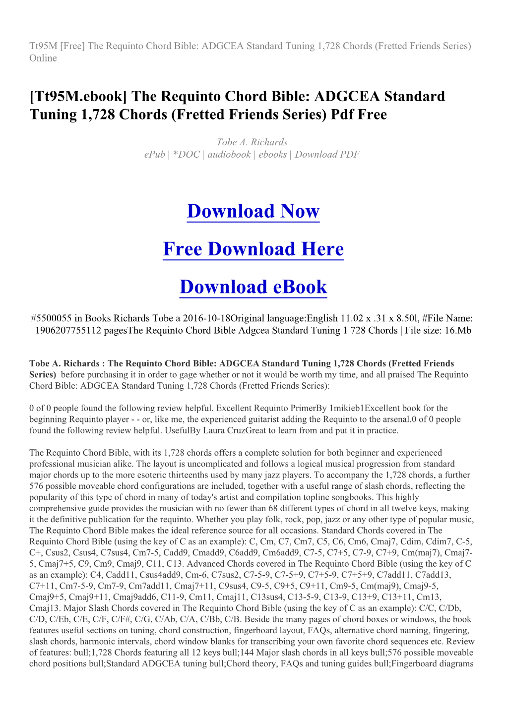 The Requinto Chord Bible: ADGCEA Standard Tuning 1,728 Chords (Fretted Friends Series) Online