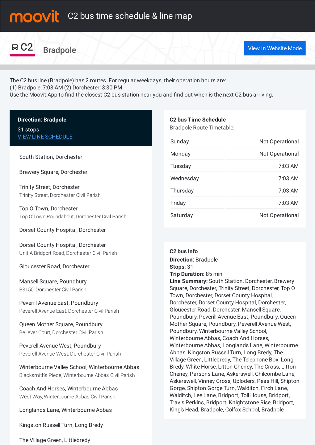 C2 Bus Time Schedule & Line Route