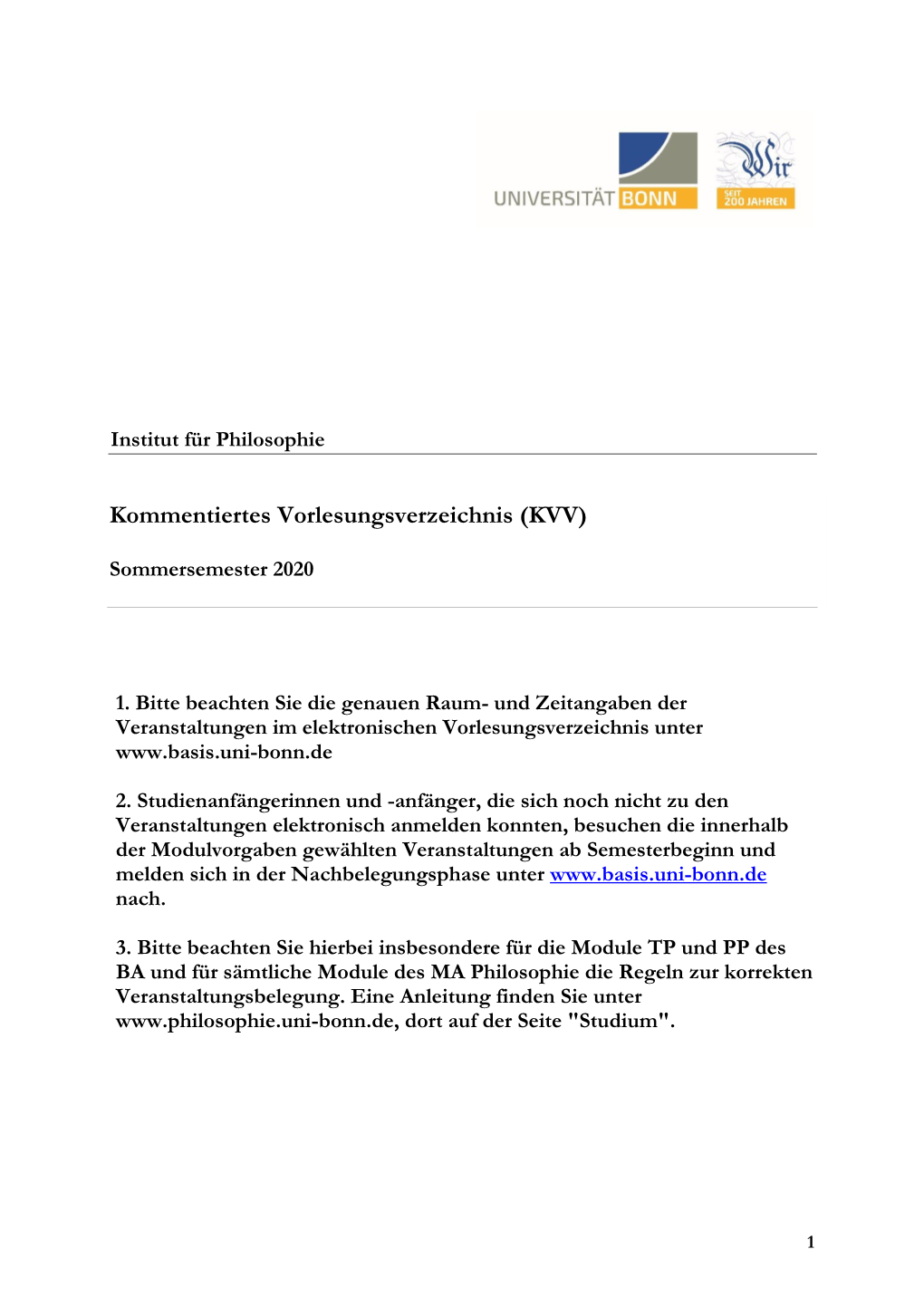 Kommentiertes Vorlesungsverzeichnis (KVV)